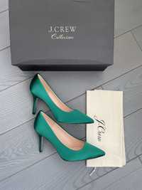 Атласные туфли J.Crew зеленые изумрудные оригинал!