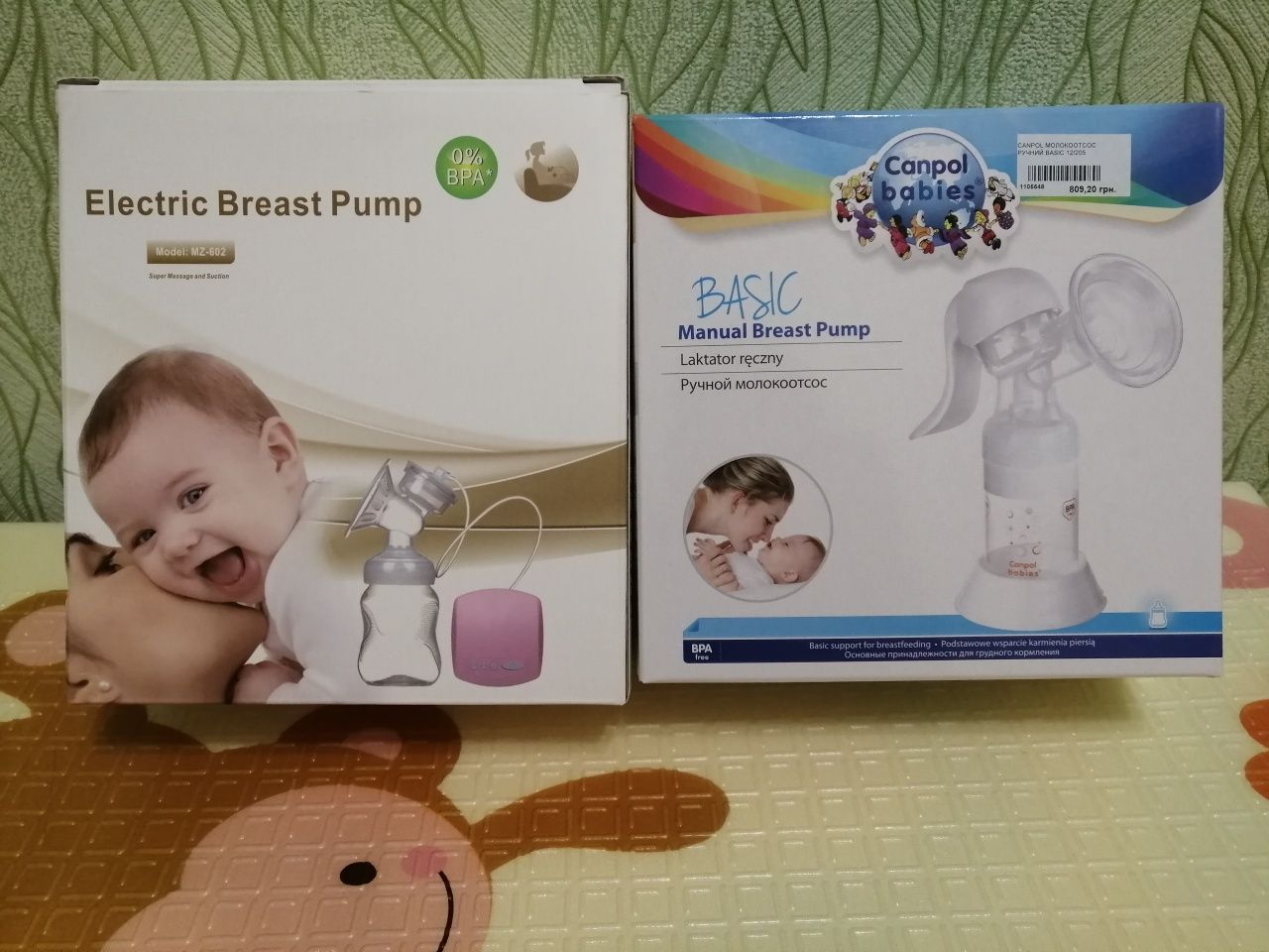 Молоковідсмоктувач ручний Canpol babies та електричний Breast Pump.