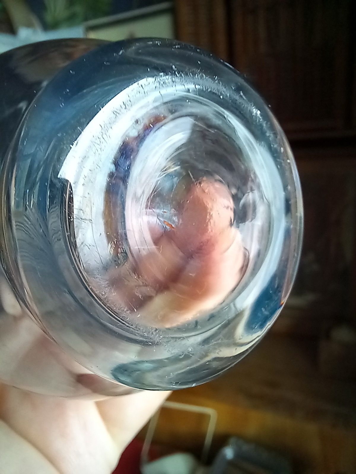 Nieduży wazon flakon wazonik stare szkło niebieskie