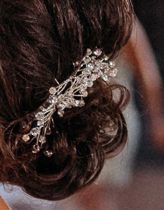 Ozdoba do włosów na grzebieniu, ślub i wesele kryształki Swarovskiego