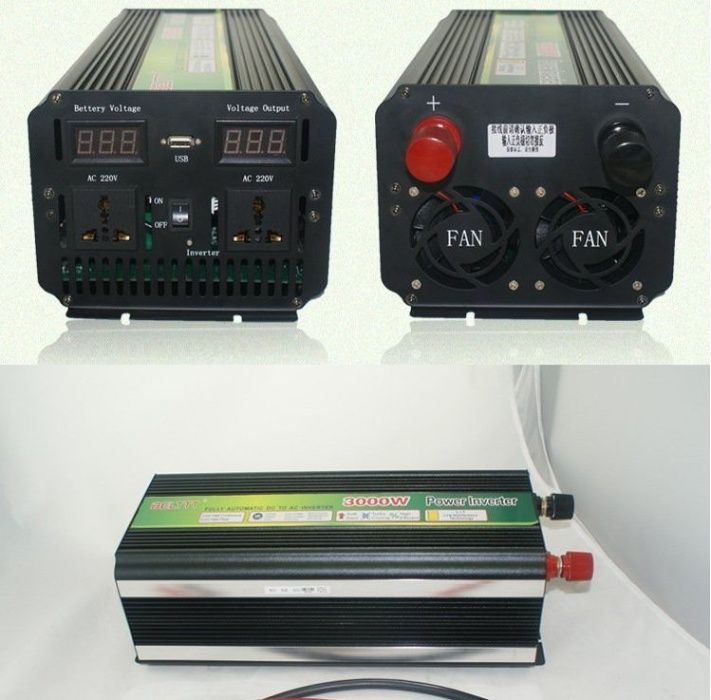 Преобразователь 12-220v 3000w с зарядкой аккумулятора. Инвертор