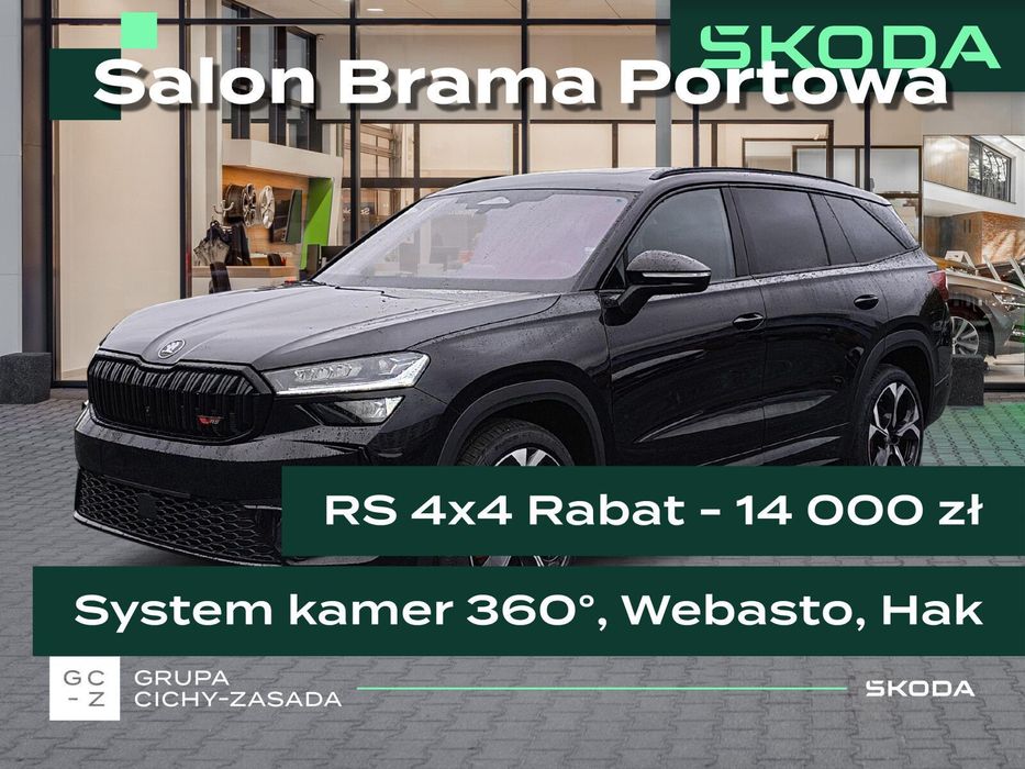 Skoda Kodiaq System kamer 360°, Hak, Webasto, RS- Suite, Dostępny od ręki!