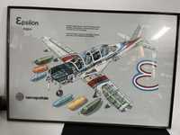 Poster emoldurado anos 80 Épsilon aerospatiale