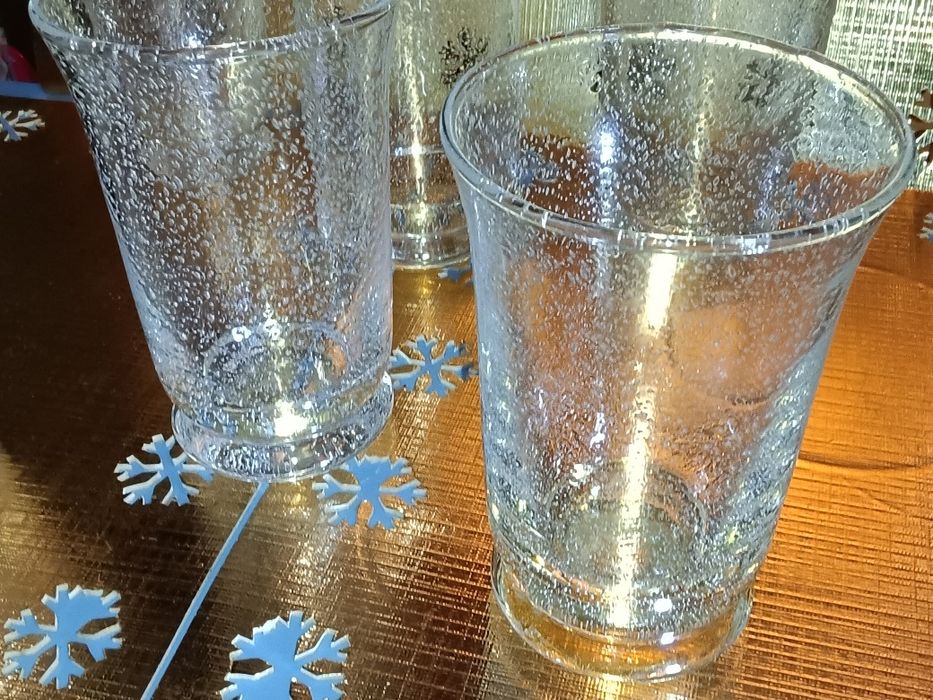 6 X HAND MADE śliczne wysokie szklanki Krosno Tarnów SZKŁO SPIENiONE