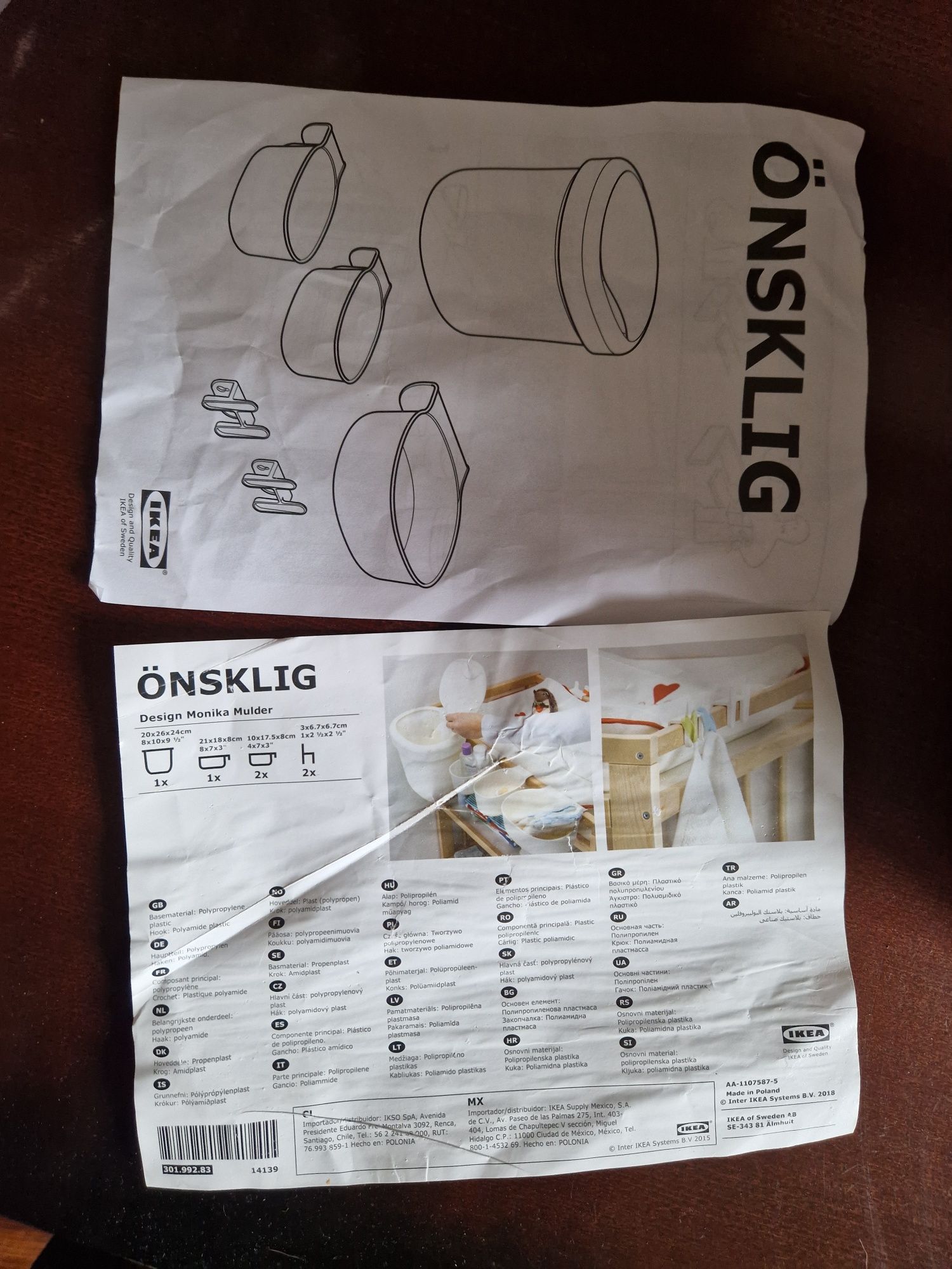 Kosze Ikea Onsklig zawieszane białe 4 sztuki