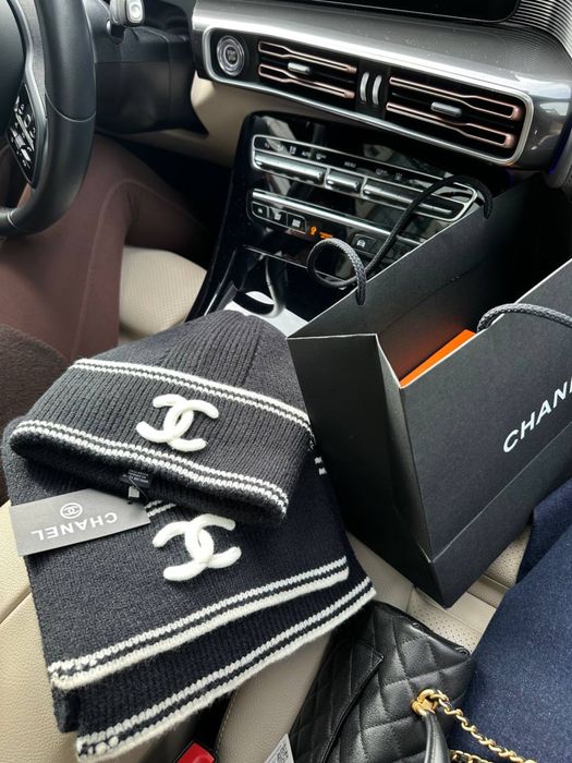 Зимовий комплект Chanel кашеміровий шерстяний шапка шарф