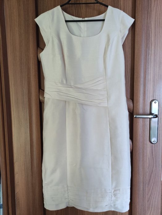 Sukienka koktajlowa kremowa  na wesele komunię chrzest rozm. 42