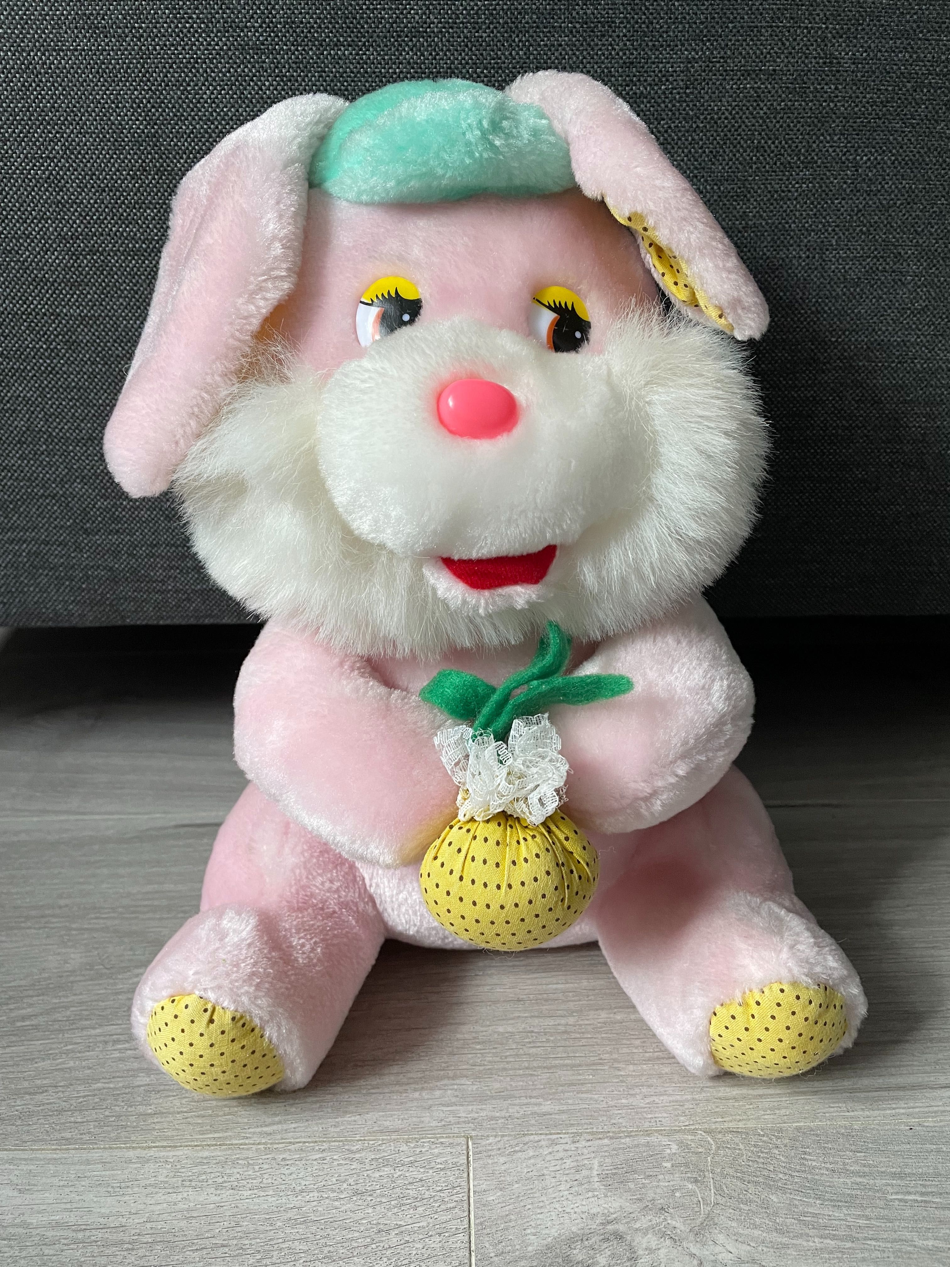 Maskotka różowy króliczek duża siedząca siedzący królik