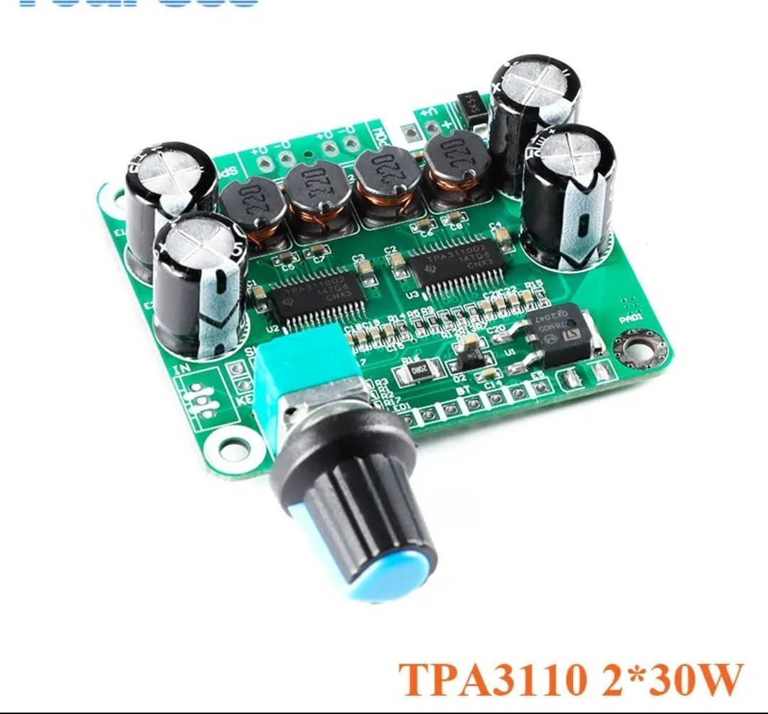 Усилитель мощности TPA3110 2*15 W. Питание DC 12-24V. Стерео, аудио.