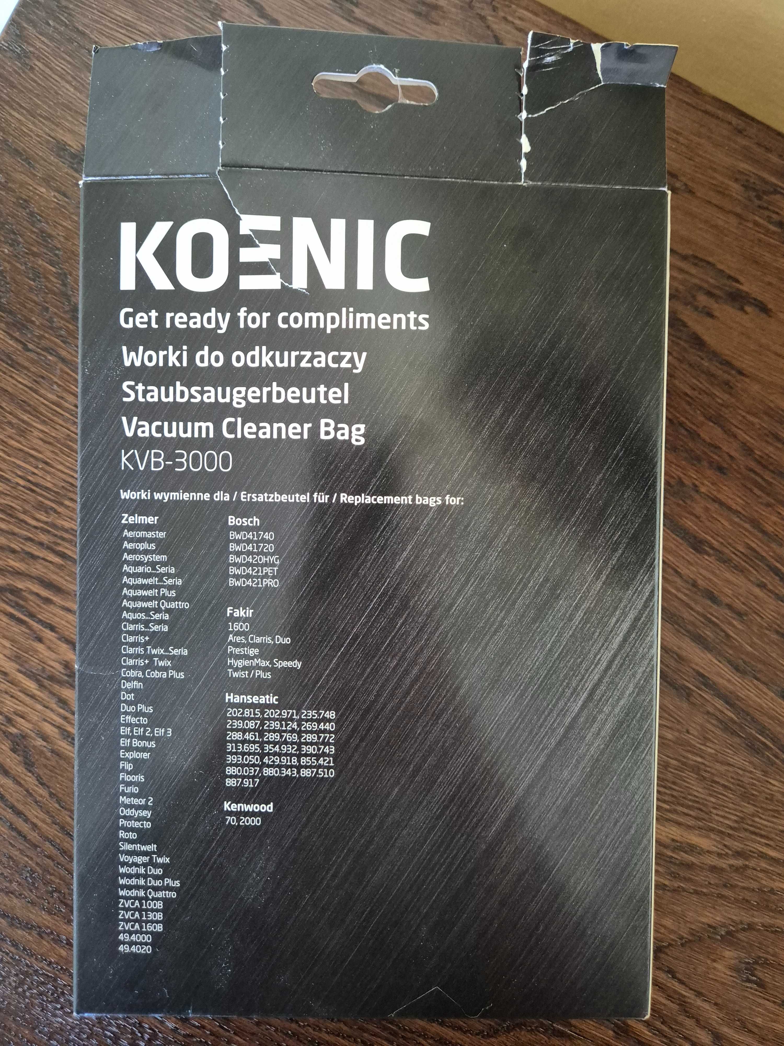 Worki do odkurzarzy Koenic KVB-3000 4 worki 1 filtr