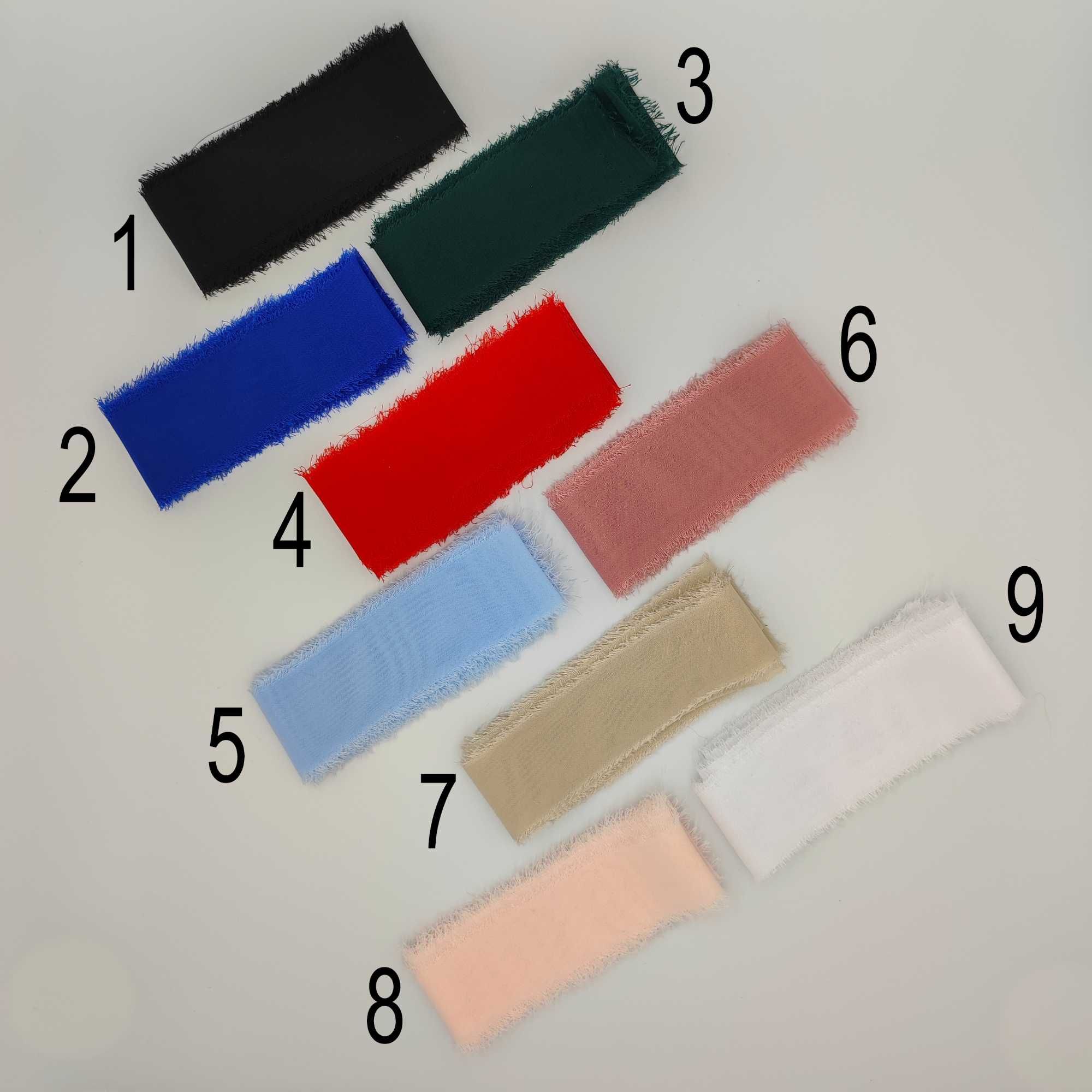 Wstążka szyfonowa, ręcznie rwane wstążki - różne kolory 1,45m x 3cm