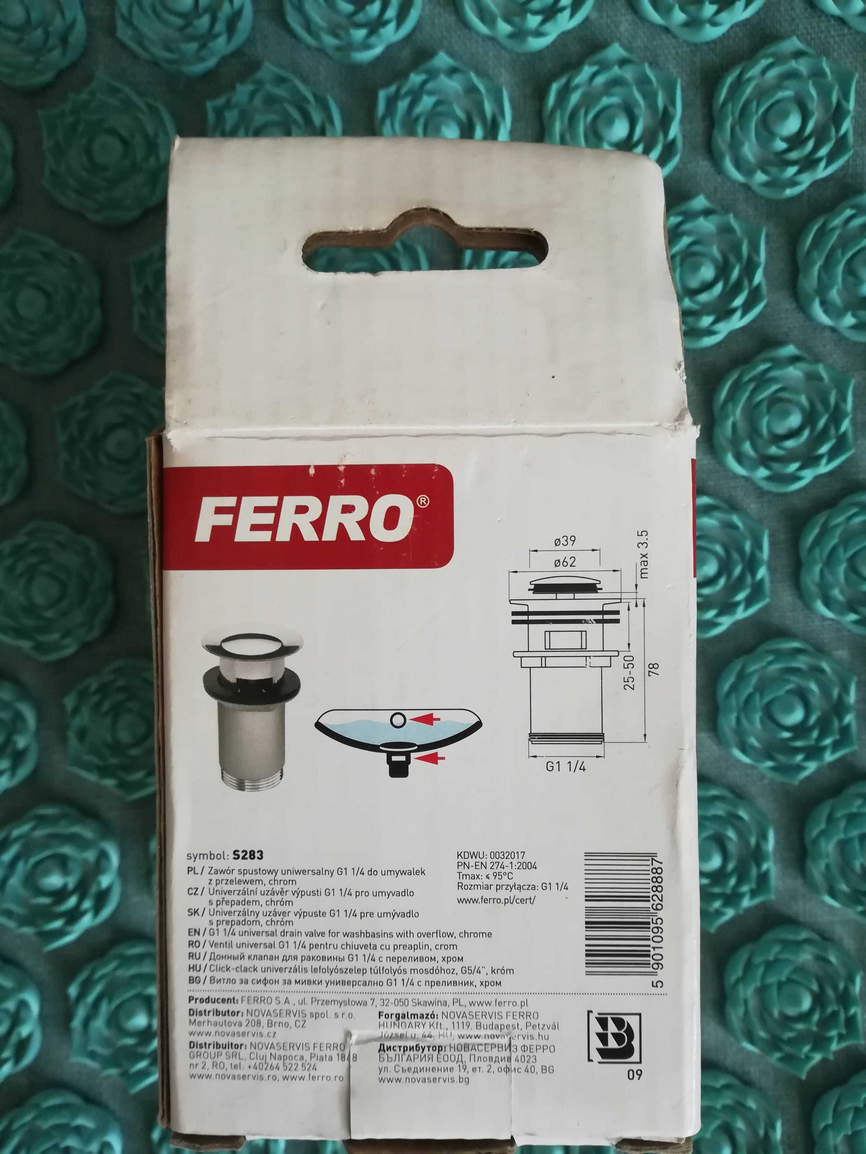 FERRO S283 Zawór spustowy uniwersalny G1 1/4 do umywalek z przelewem