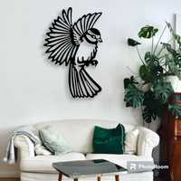 Stalowy dekor ścienny dekoracja obraz - ptak, sikorka, lis rozm. XL