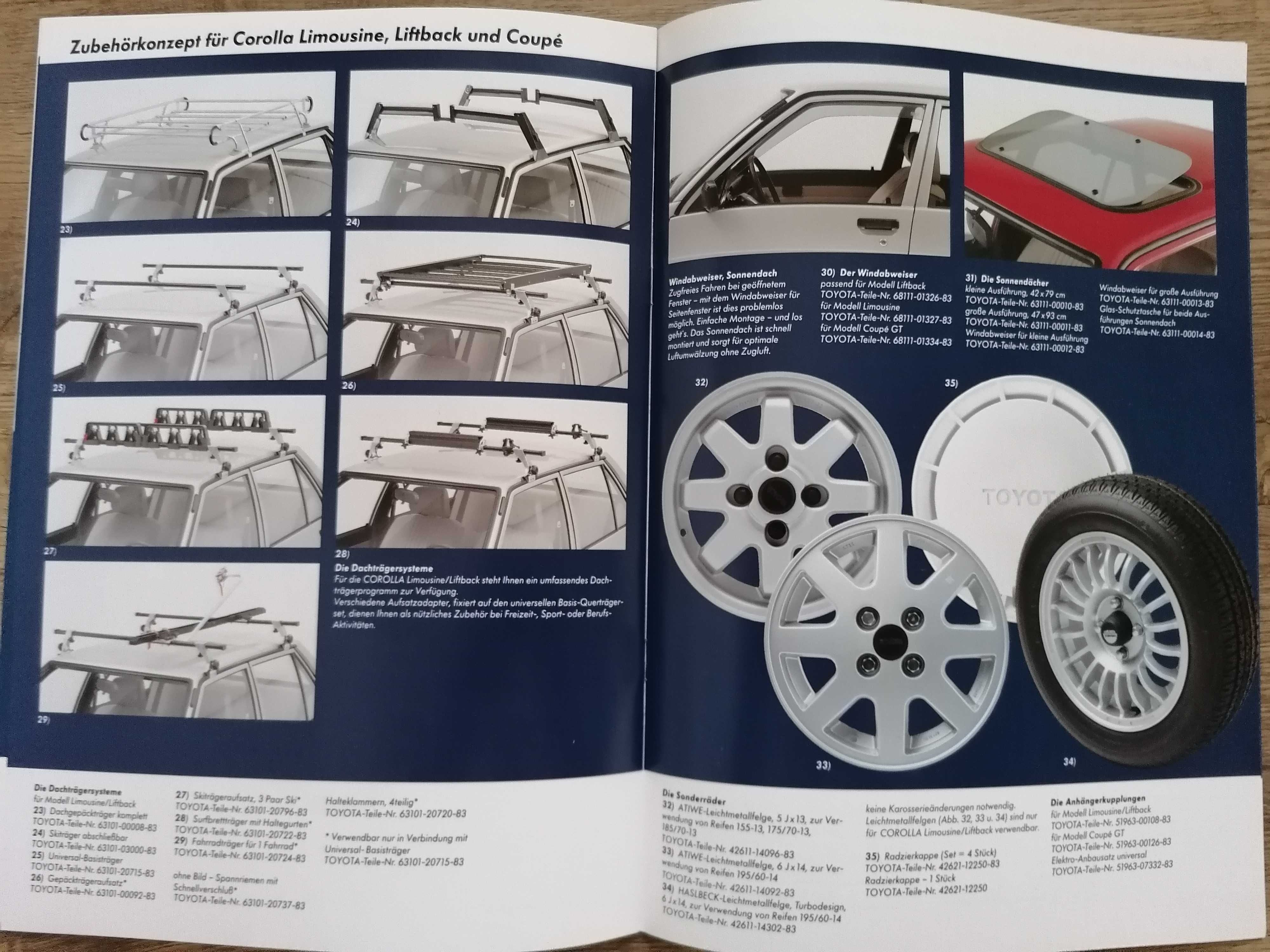 Prospekt Toyota Corolla wyposażenie dodatkowe,tuning.