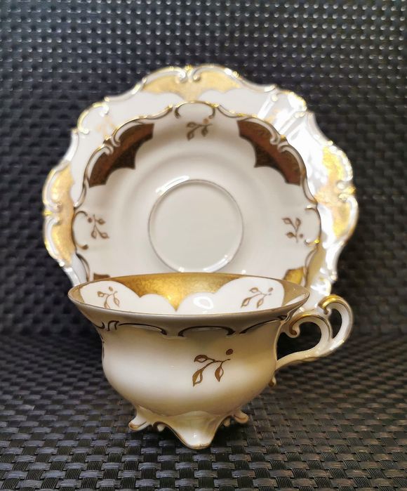 Porcelana Śląska TRIO TILLOVITZ Tułowice Złocona Unikat