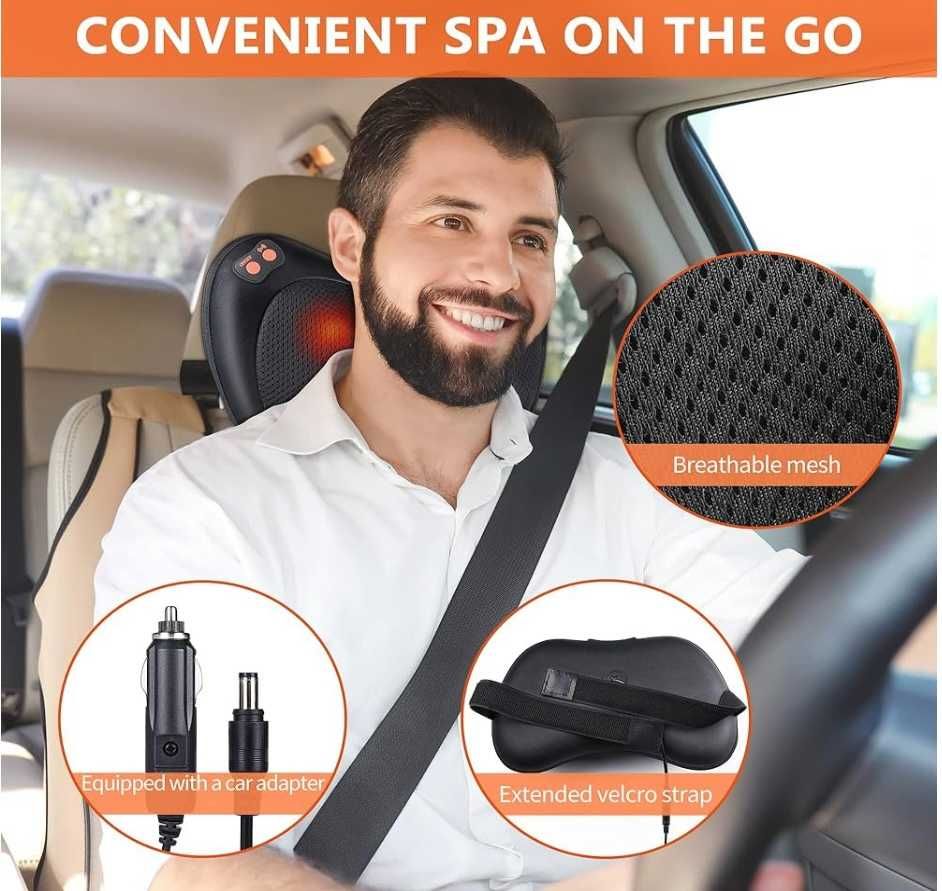 Masażer Shiatsu 3D karku ramion pleców z obrotowymi głowicami 230V 12V