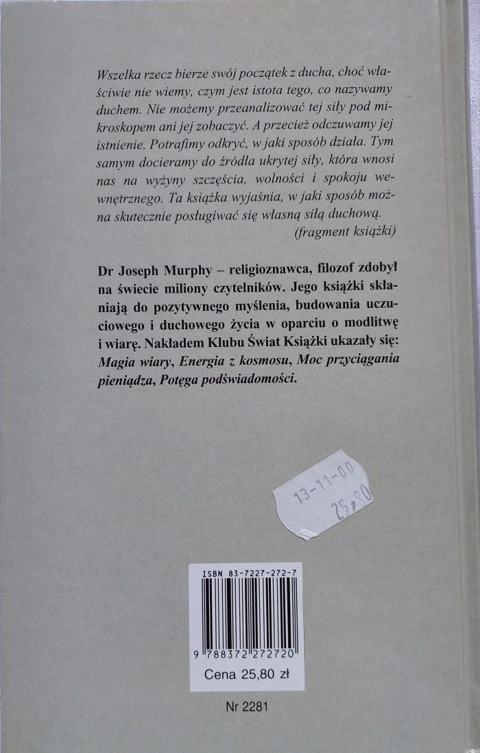 Książka Potęga ludzkiego ducha Josepha Murphy'ego