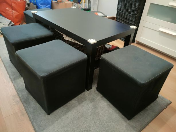 Ława + 4 pufy Ikea czarny.