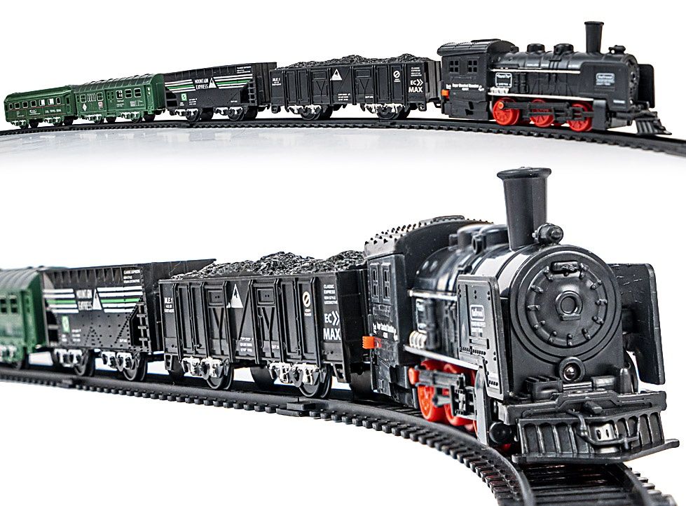 Duża kolejka elektryczna pociąg lokomotywa Zestaw + tory