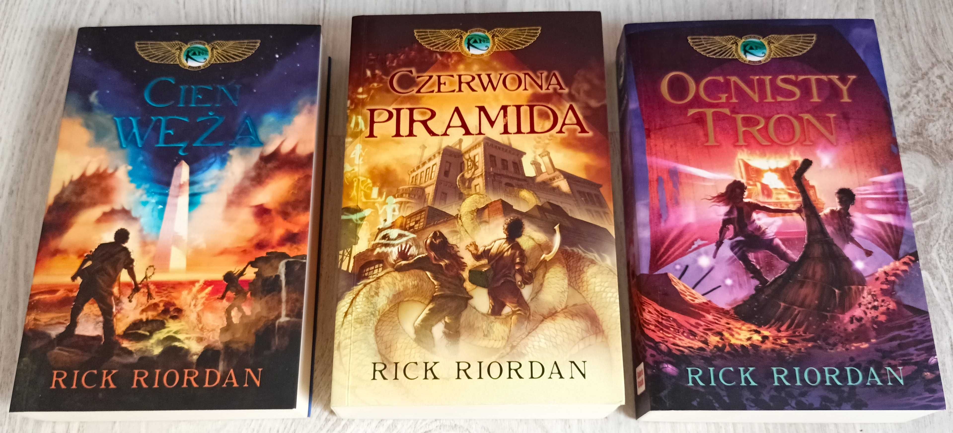 3x Rick Riordan Czerwona Piramida + Ognisty tron + Cień węża