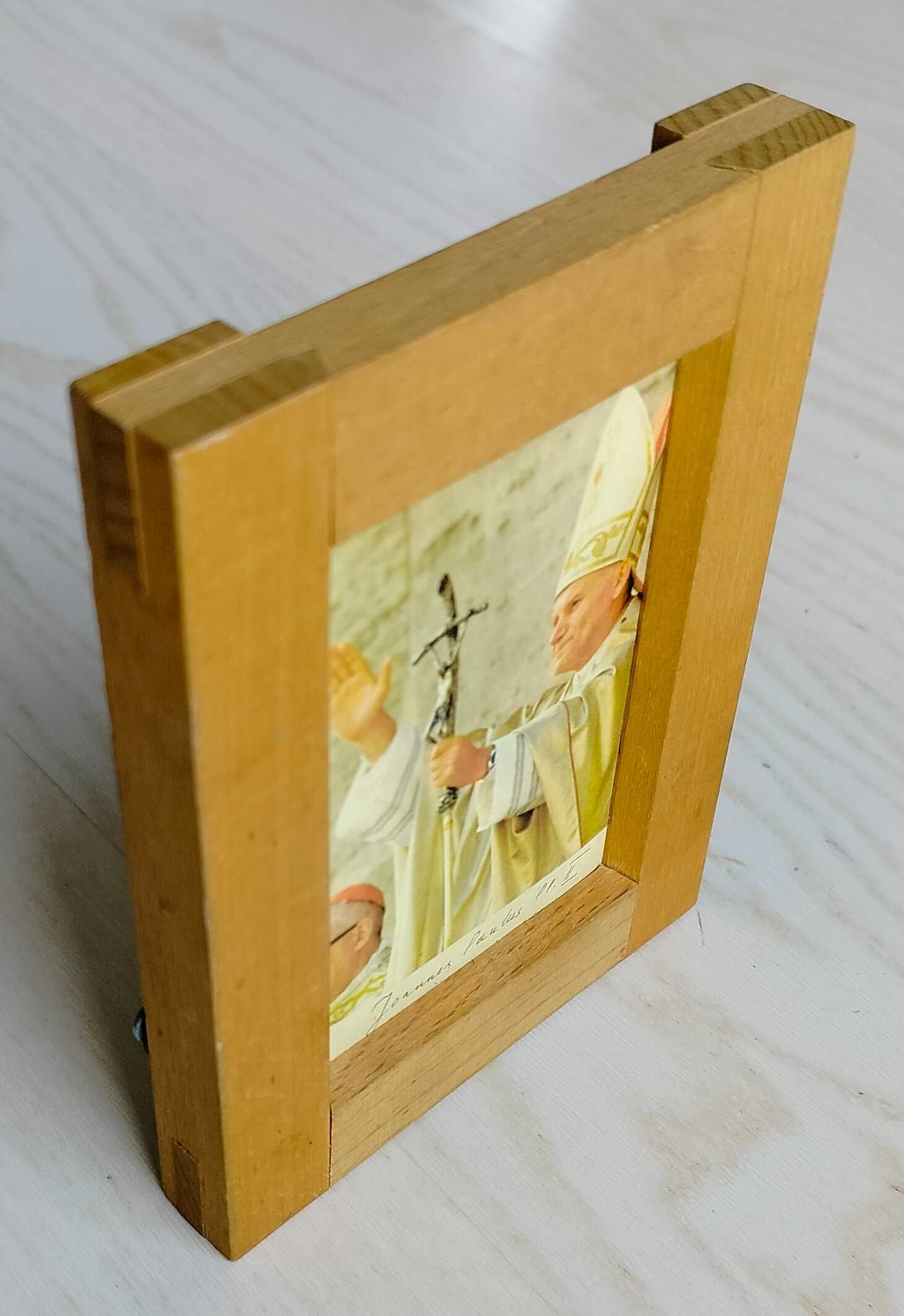 Ramka drewniana z obrazkiem Jan Paweł II