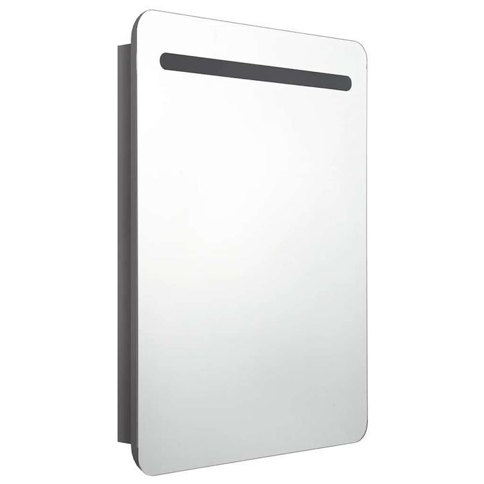 Vidaxl Szafka Łazienkowa Z Lustrem, Led, Szara Z Połyskiem 60X11X80 Cm