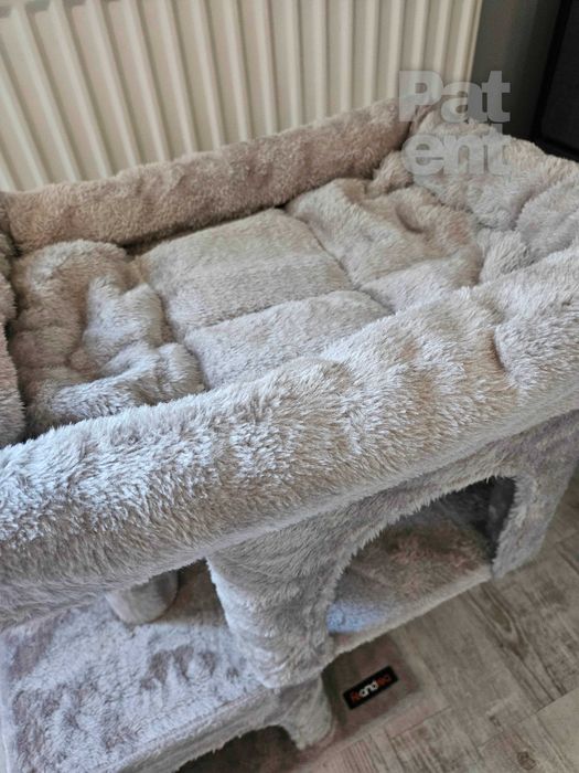 Drapak dla kota kompaktowy 67 cm szary domek słupek legowisko