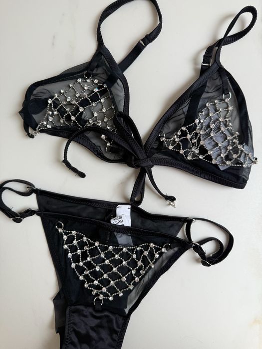 Komplet bielizny stanik i brasiliany siateczka cyrkonie Intimissimi