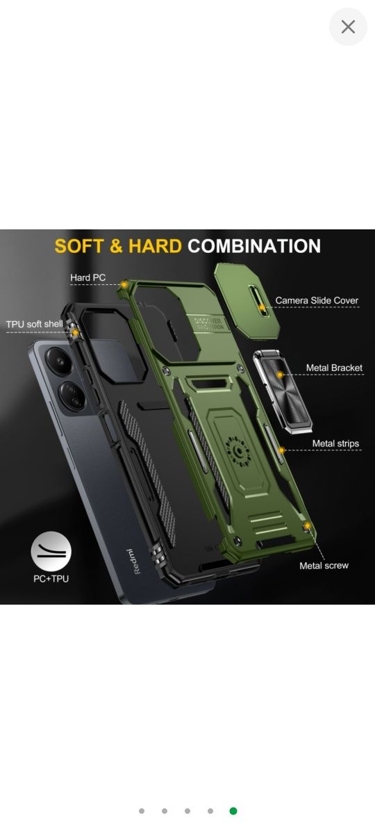 Удароміцний чохол Camshield Army Ring Xiaomi Redmi Note 13 Оливковий