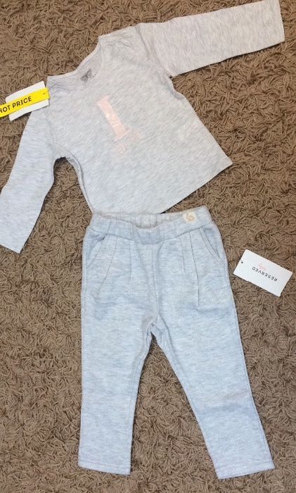 Nowe spodnie dresowe baggy dla dziewczynki reserved 86 cm szare srebrn