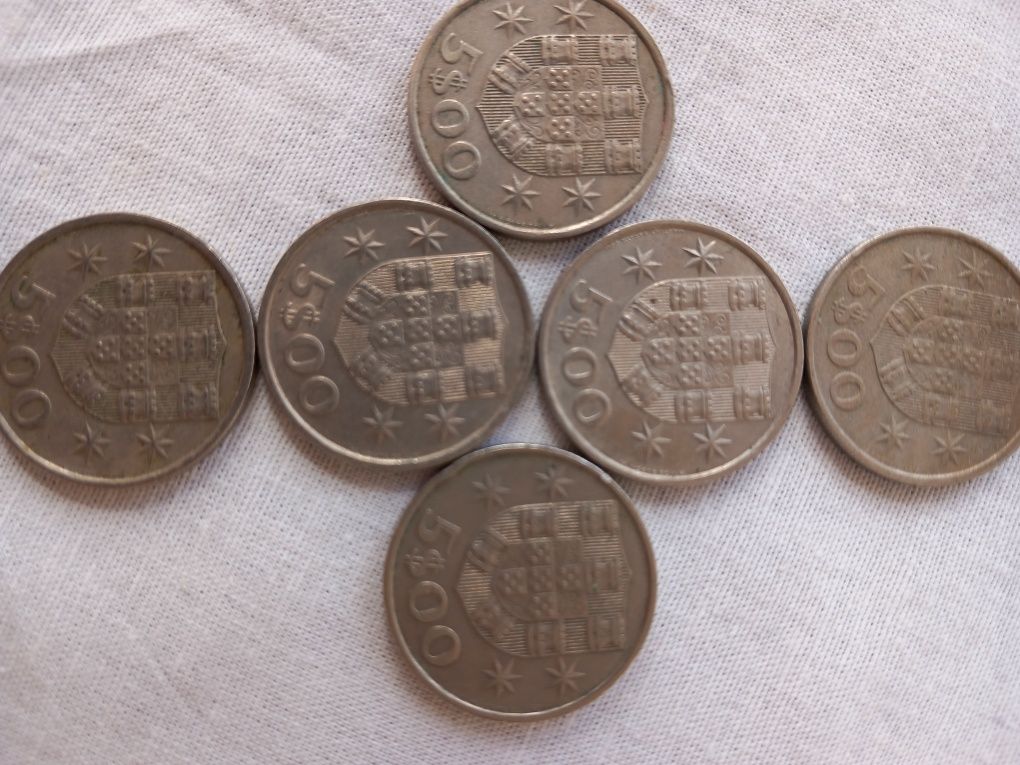 6 moedas de 5escudos em bom estado.de 1980 a 1985.