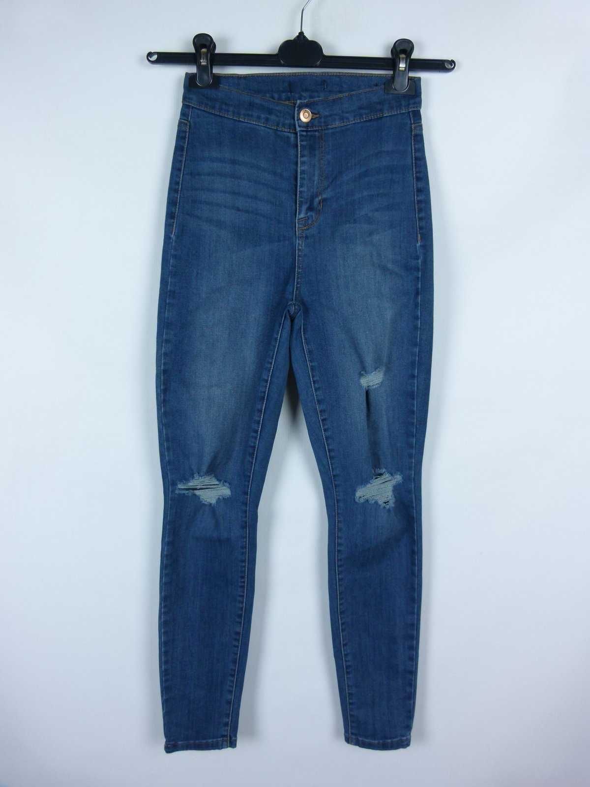 Spodnie jeans wysoki stan przetarcia - XXS / XS