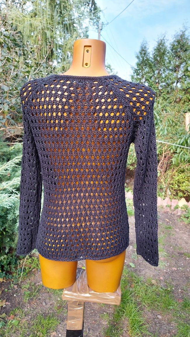 Sweter damski czarny ażurowy rozmiar S firma LINDEX
