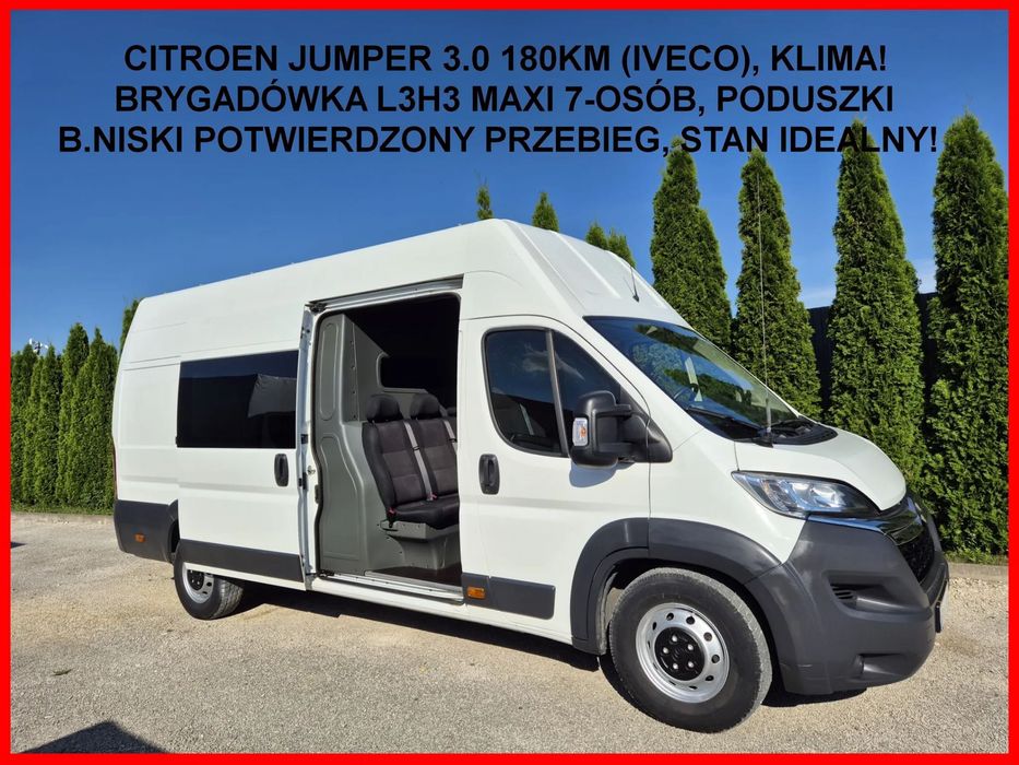 Citroën Jumper 3.0 180KM  Brygadówka Dubel Maxi L4H3 ,Ducato,Klima,154tys, 1 Właść, Idealny!