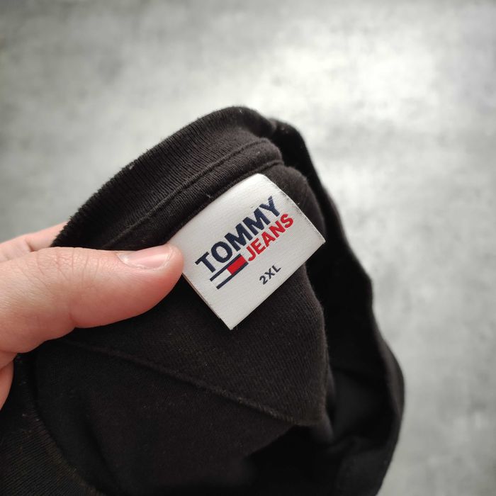 MĘSKA Koszulka PREMIUM Bawełna Haft Logo Tommy Hilfiger Jeans Czarna