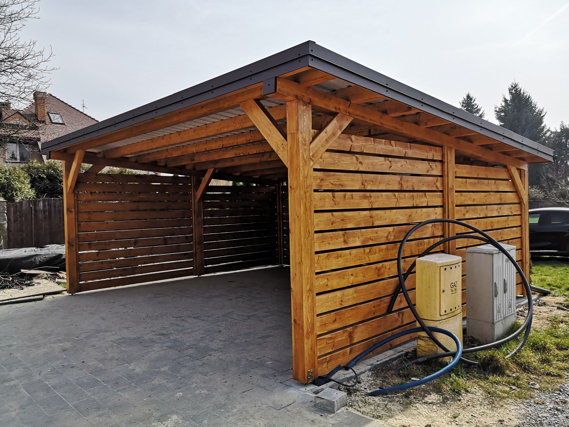 Wiata garażowa drewniana carport altana garaż zadaszenie tarasu