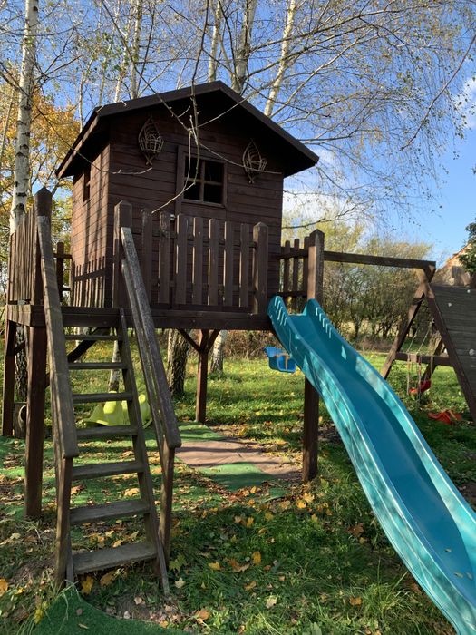 Drewniany domek-plac zabaw dla dzieci -duży
