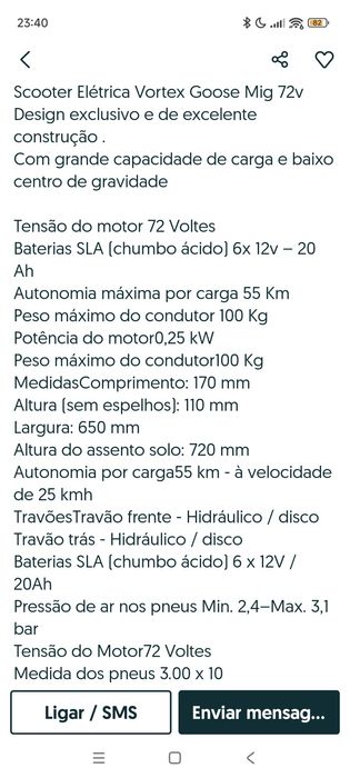Vendo moto elétrica
