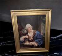 Obraz w ramce portret Stanisława Augusta z klepsydrą olej płótno