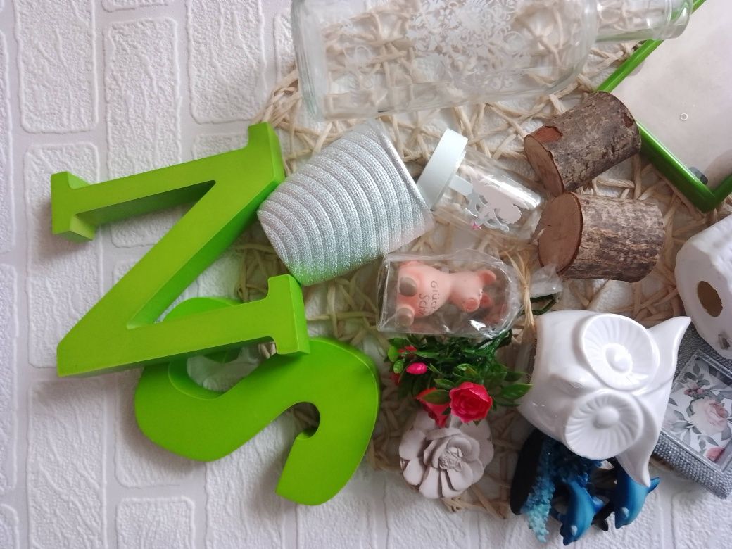 Zestaw kpl różne wazon sowa figurki ramki