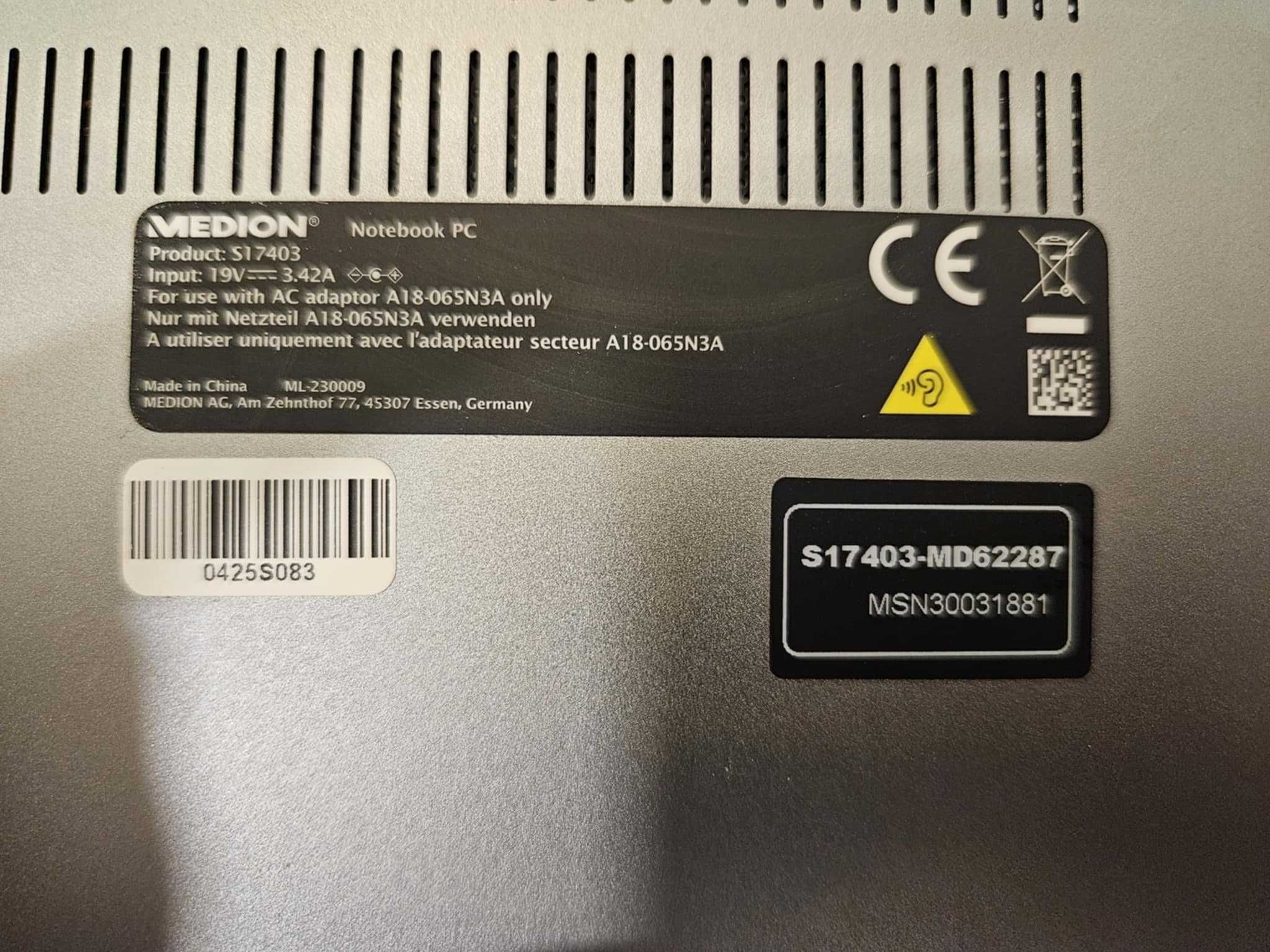 Laptop MEDION S17403 i3 8GB 256SSD Win11 17" Kraków W
