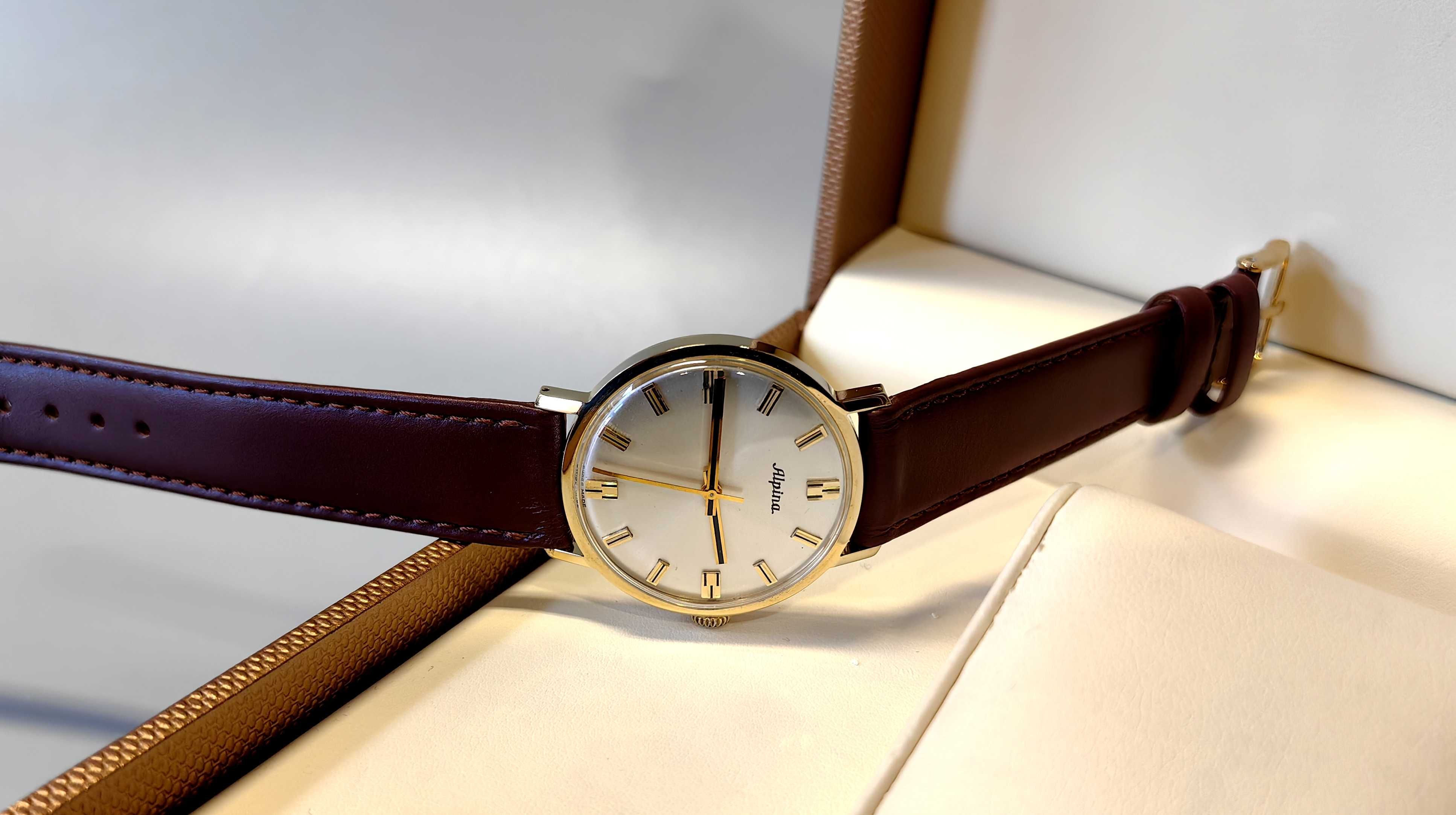 Złoty Zegarek ALPINA Vintage Mechaniczny próba 750 18K Swiss Rzadki !!