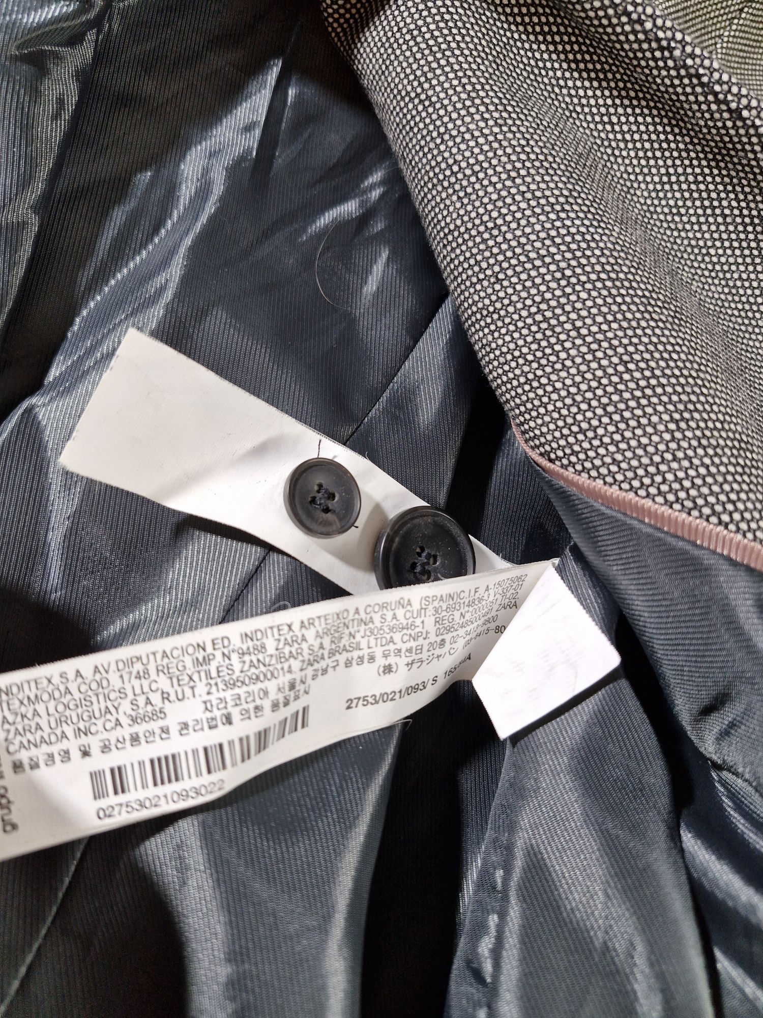 Zara Basic Szara Marynarka z Jednym Guzikiem Rozmiar S