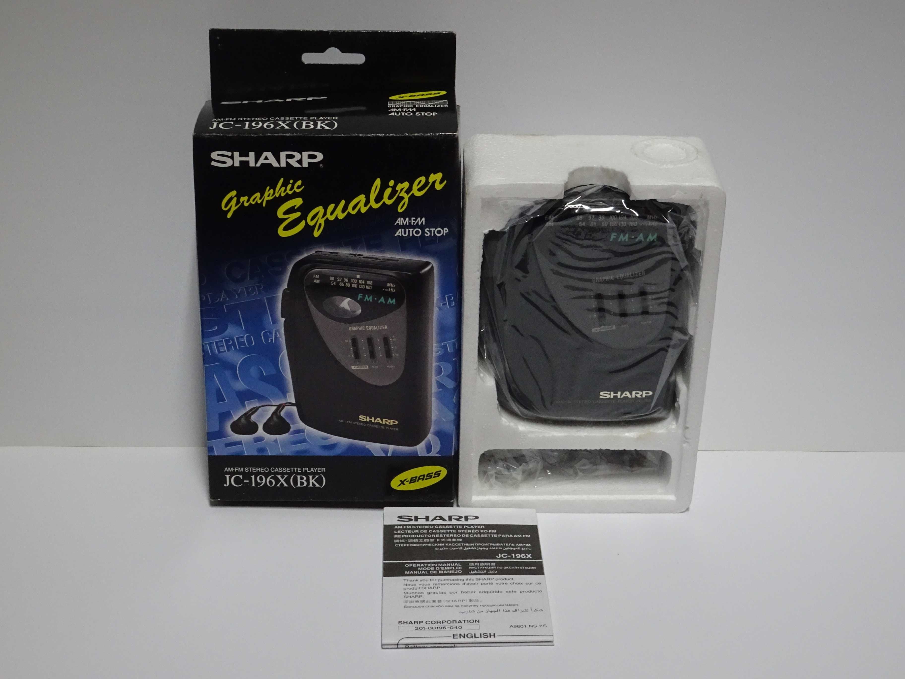 NOWY Walkman SHARP JC-196X(BK) Odtwarzacz Kasetowy/Radio - 1998r.- HIT