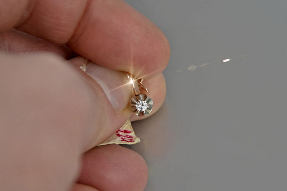 Rosyjskie kolczyki z 14k 585 różowego złota z brylantami ved153r Gdańs