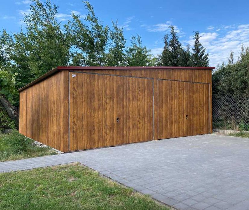Garaż blaszany 6x5, jednospadowy garaż na dwa stanowiska, tanie garaże