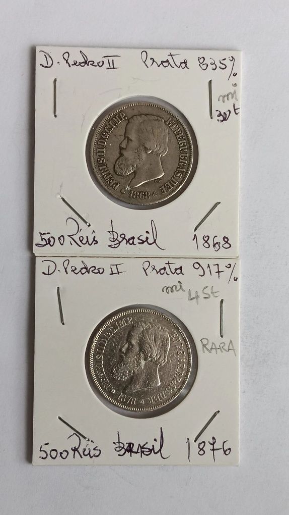 Moedas do Brasil em prata.,diversas