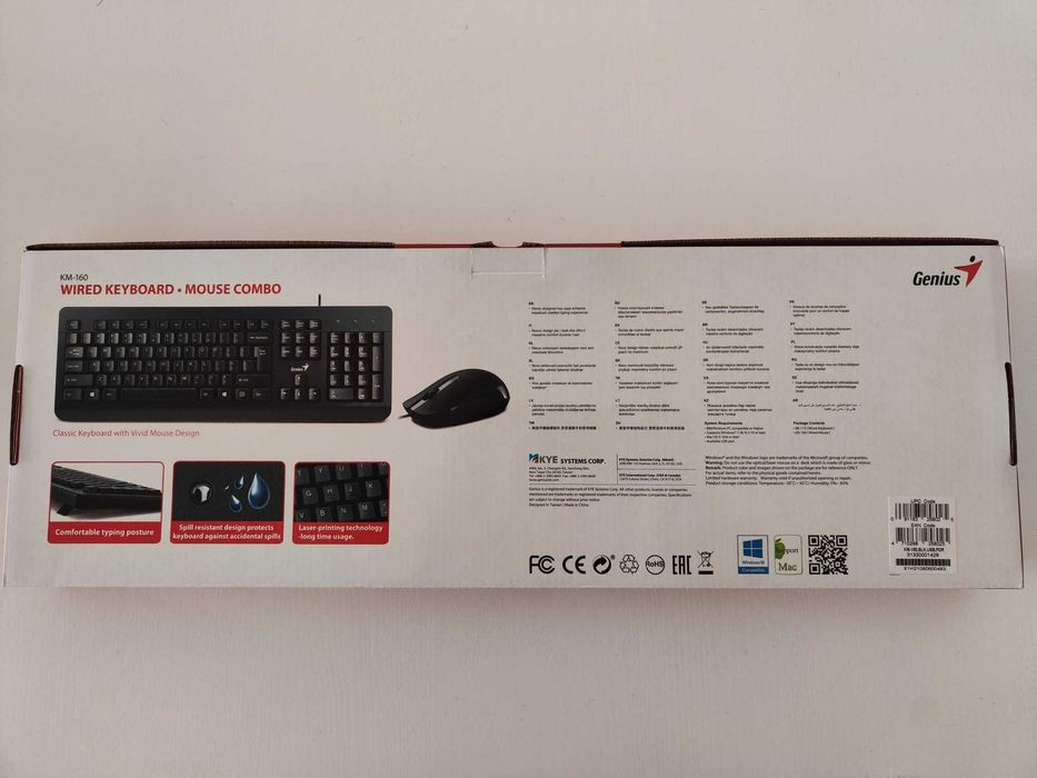 Conjunto de rato e teclado com fios (modelo KM-160 da Genius)