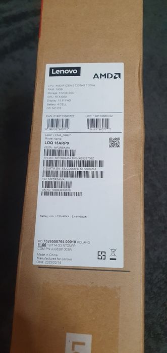 Ноутбук игровой Lenovo LOQ 15ARP9  Luna Grey . Київ