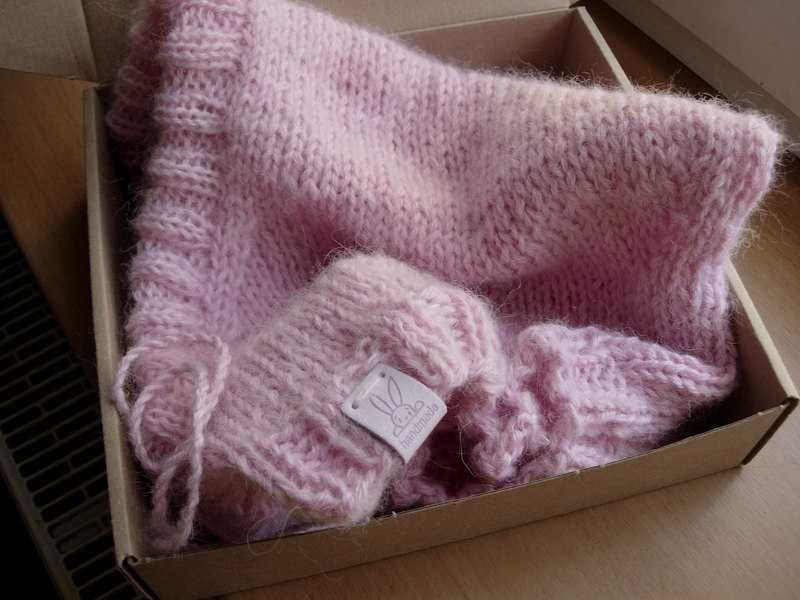 kaptur balaclava alpaka moher jedwab pastelowy róż